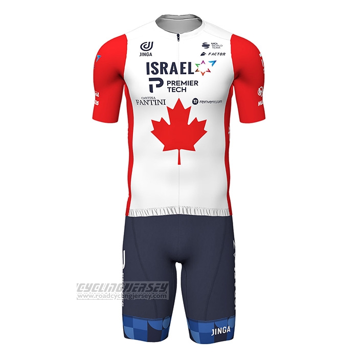 2022 Cycling Jersey Canada Champion Israel Cycling Academy Red Short Sleeve and Bib Short